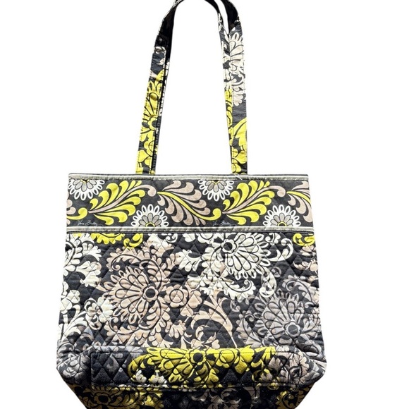 Vera Bradley Baroque Quilted Tote Bag Yellow Gray Floral Retired Pattern - Picture 2 of 7